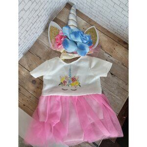 18 Inch Fashion Doll Unicorn Dress Outfit Tutu Skirt Headband Set American Girl